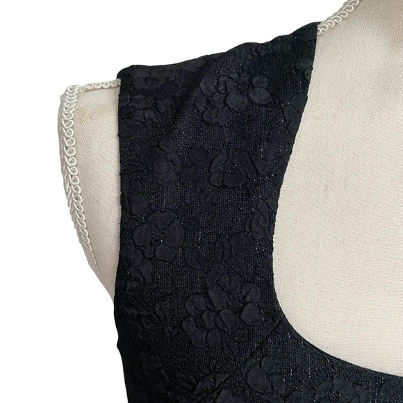 Liz Claiborne Petites Black Shimmer Floral Sleeveless Sheath Dress 8P - Picture 2 of 10